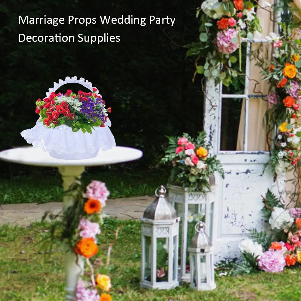Для невесты Цветочная корзина для свадьбы, платье подружки невесты для девочек в цветочек с кружевами, атласные, с узелком, корзина для пикника романтическая свадебная церемония, вечеринка