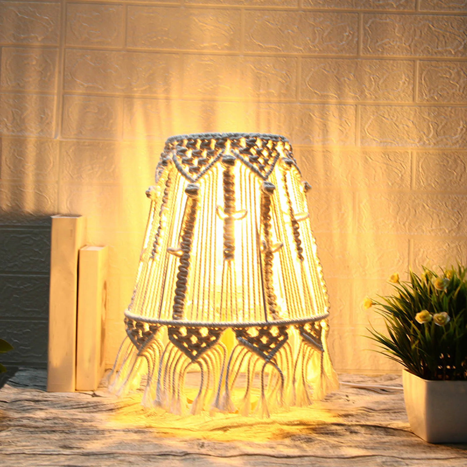 

Woven Table Lamp Unique Nordic Style Tapestry Light Decoration