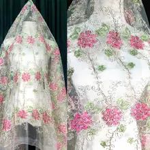 Жесткий красный большой Poeny Цветочные на сетке для свадебного шоу Вечернее платье кружевная ткань DIY шитье для платья занавески фоновые декорации