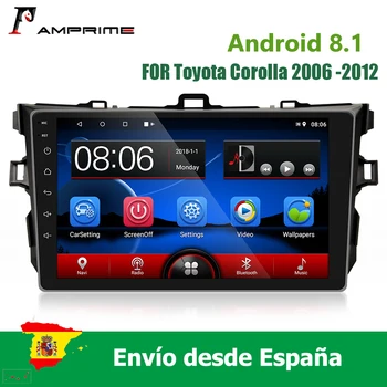 

AMprime 9'' HD 2.5D Tempered Glass Mirror Android 8.1 Car GPS Radio Player 1G+16G Universal GPS Navigation Audio WIFI Player