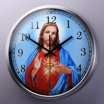 

God's Clock Jesus Virgin Mary Cross Living Room Faith Land Decoration Wall Clock, Church Supplies, Gifts