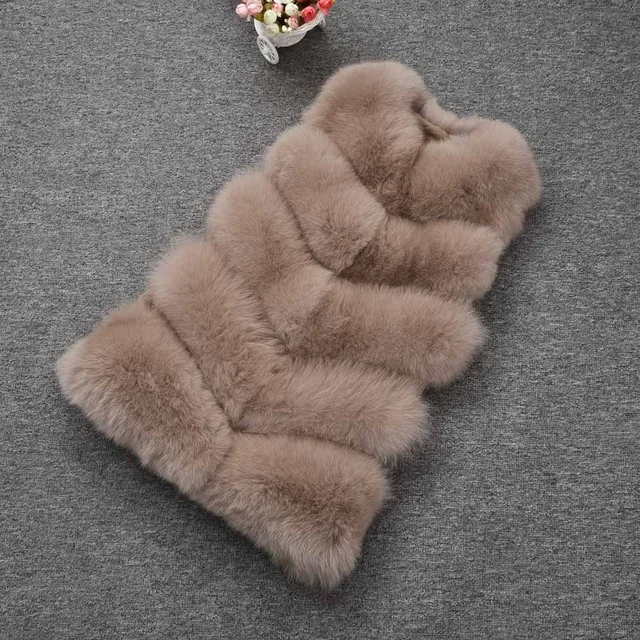 JKKFURS Новое поступление натуральный Лисий мех жилет женский Зимний натуральный мягкий натуральный мех длинный жилет модное пальто 5 рядов жилет S1571 - Цвет: Mocca