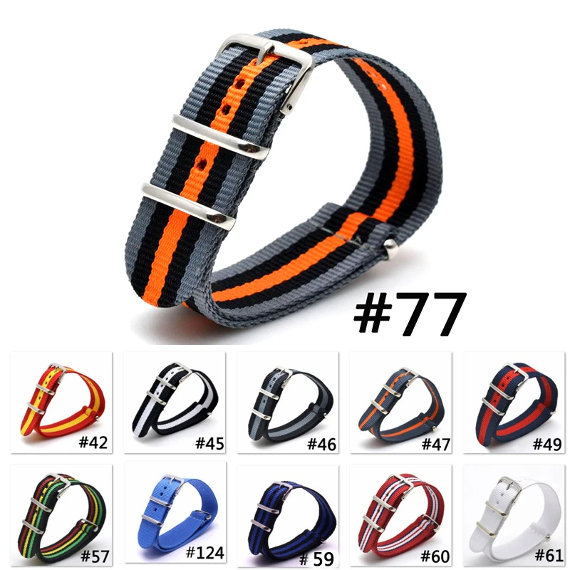 Ремешок для часов военный серый черный оранжевый 22 мм|22 mm|orange natostrap band |