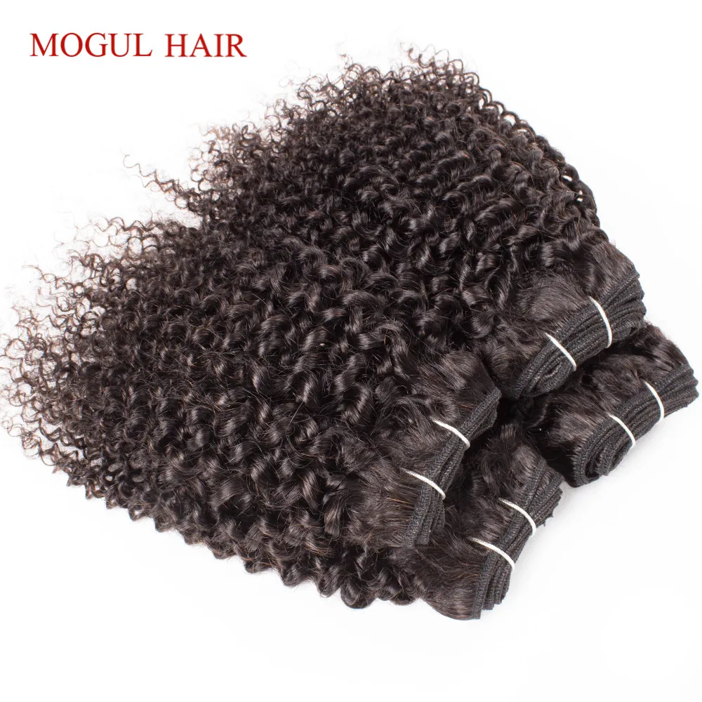 MOGUL волосы 4/6 пучки 50 г/шт. бразильские кудрявые вьющиеся натуральные цвета могут быть окрашены Remy человеческие волосы 10 12 дюймов короткий Боб Стиль