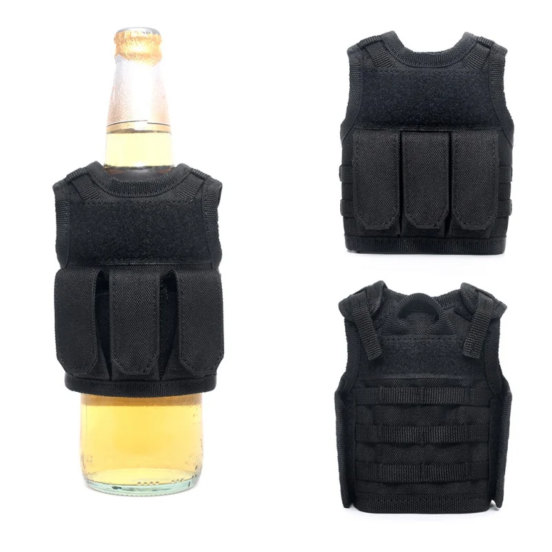 Tactical Beer Bottle Set Military Molle Vest Beverage Bottle Set Adjustable Hunting Beer Bottle Vest