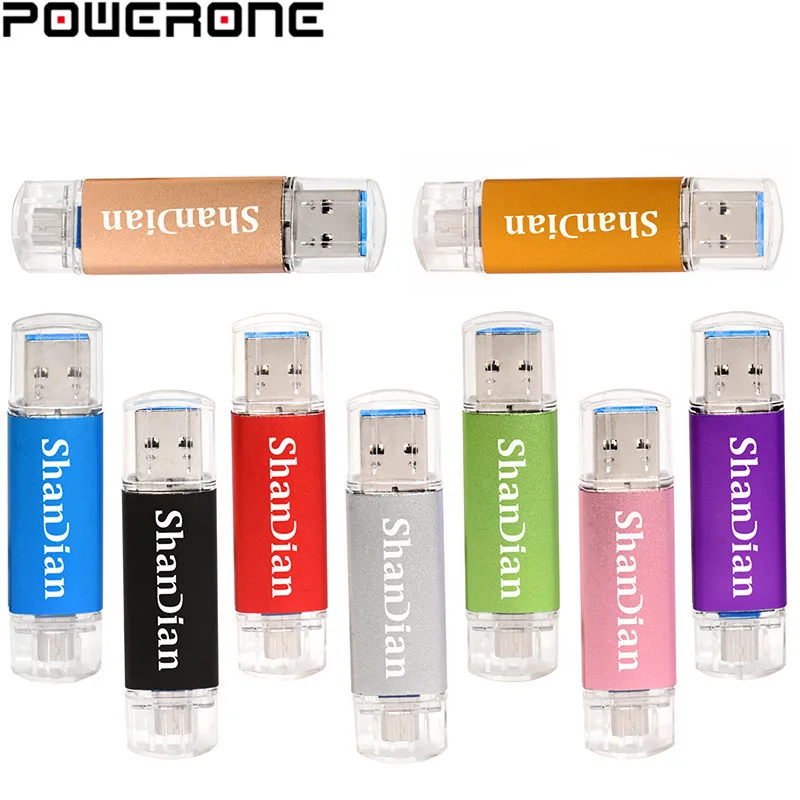 Высокоскоростной USB-накопитель POWERONE OTG 64 ГБ 32 16 8 4 Гб внешнее хранилище данных два