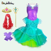 Костюм Русалки для маленьких девочек; fantasia infantil; платье принцессы Ариэль для костюмированной вечеринки; наряд для дня рождения