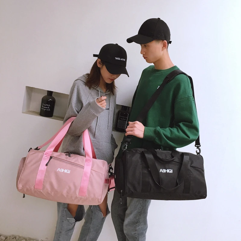 

Fashion Pink Waterproof Travel Sport Gym Bag Fitness Dry Wet Shoe Pouch Yoga Handbag Big Capacity Outdoor Duffle Luggage Bags