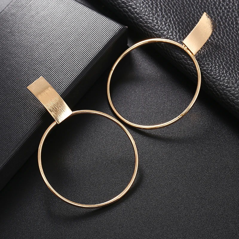 Ear Clip Earrings Fashion Geometric Round Clip on No Pierced Metal Simple Big For Women Party Minimalist ear clip earrings,clip earrings,ear clip