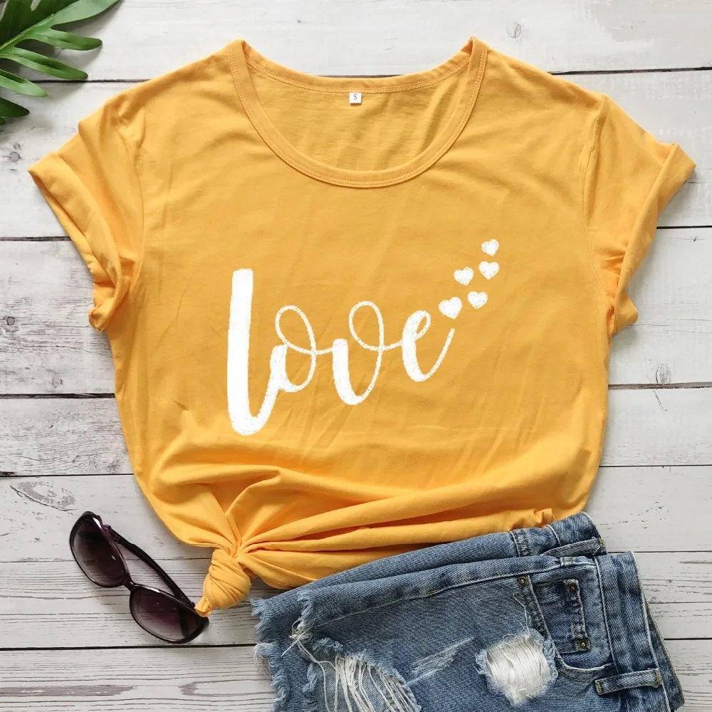 Love Hearts/футболка на День святого Валентина, рубашка на День святого Валентина, женские футболки с графическим принтом Love, модные футболки унисекс, хлопок, Винтажная Футболка