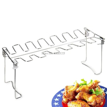 

Tools Chicken Wing Leg Rack for Grill Smoker Oven Stainless Steel Vertical Roaster Stand in BBQ Safe Barbecue Accessories grill