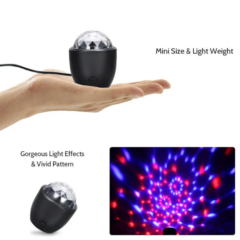 Мини USB Красочный атмосферный светильник для автомобиля вечерние DJ LED RGB
