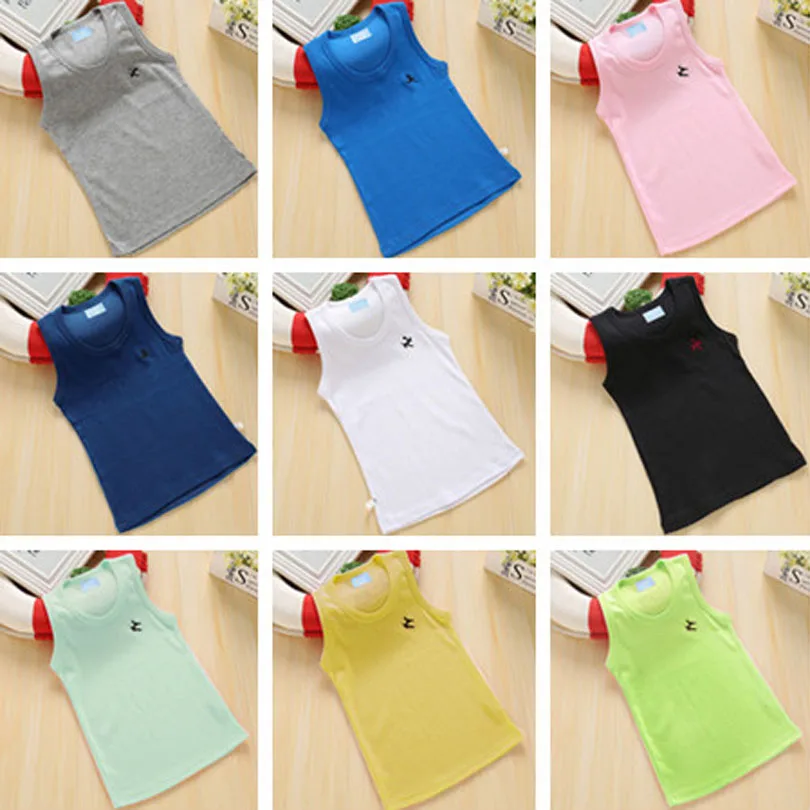 

Summer Girls Sleeveless Vest Undershirts Cotton Kids Singlet Cotton Underwear Camisole Children Boy Tops Beach Clothing