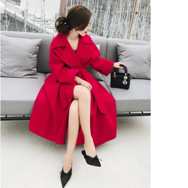 Однотонная шерстяная ветровка свободные Dames Jassen зимнее длинное пальто женское Manteau Femme Hiver темпераментное Женское пальто