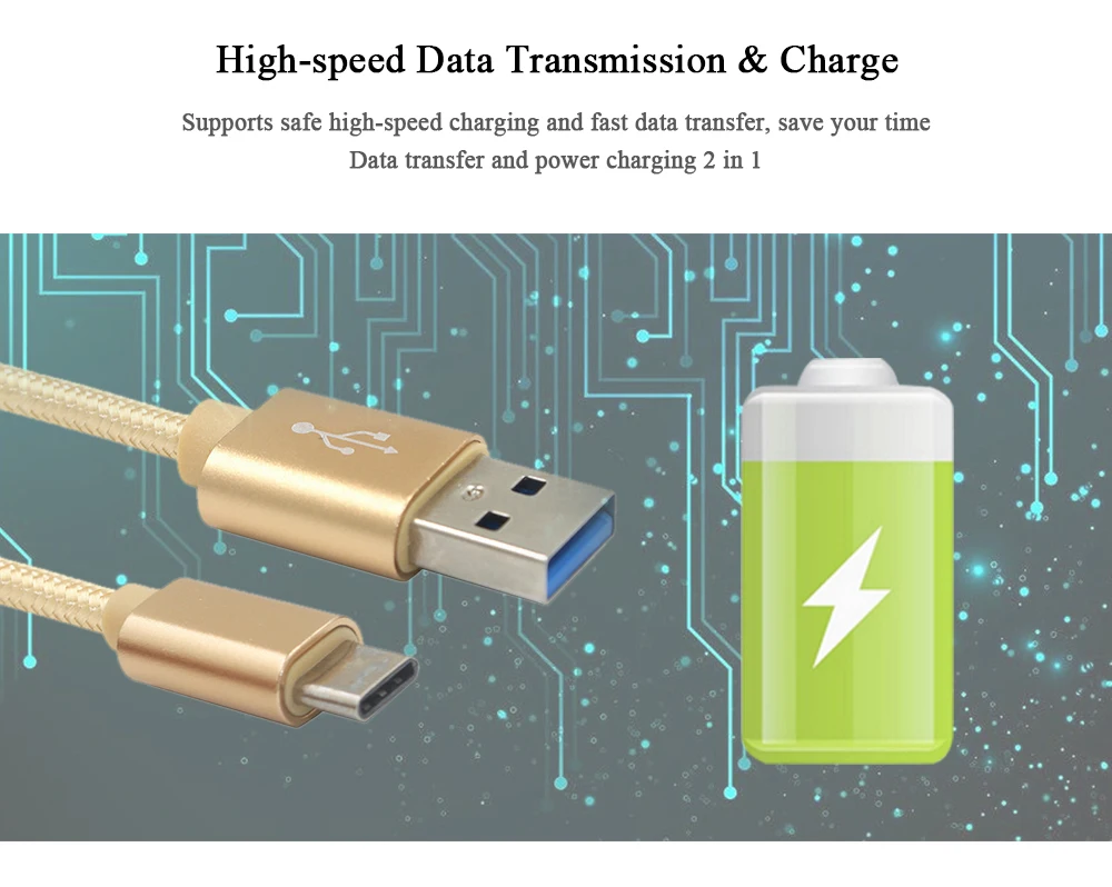 Высокоскоростной кабель для зарядки данных Usb 3,1 type-C