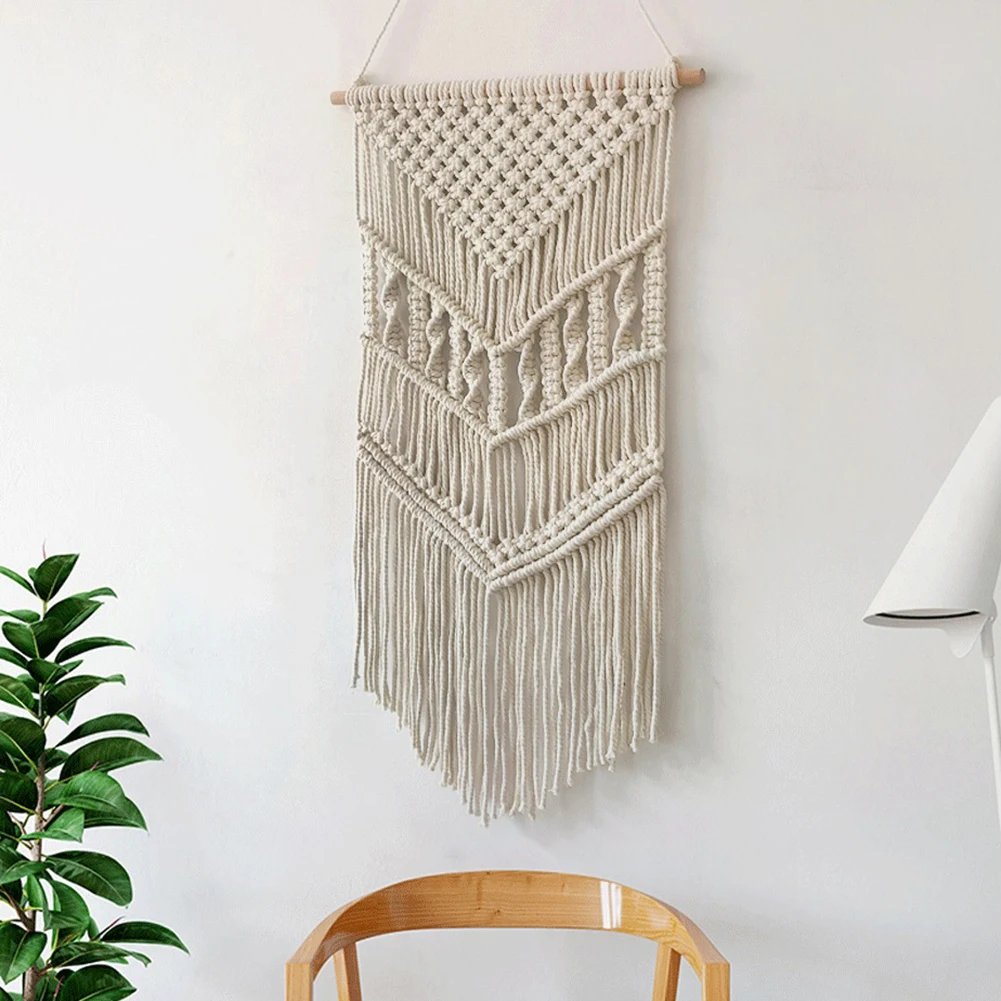 2 Styles Macrame Woven Wall Hanging Boho Chic Bohemian Room Geometric Tapestry Art Beautiful Apartment Dorm Room Decoration - Цвет: 40x80cm