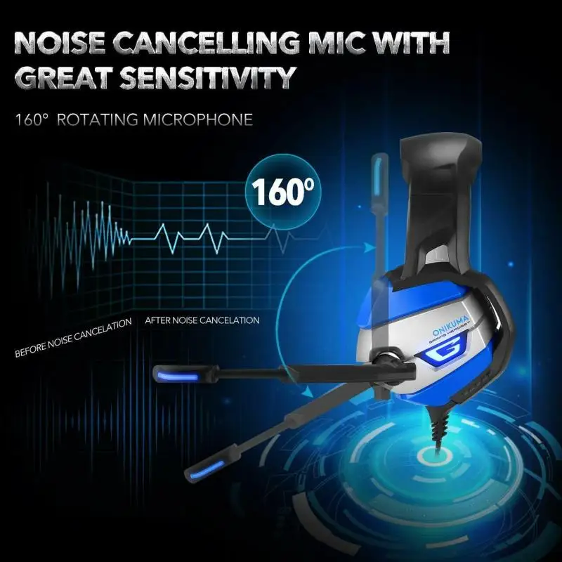 7 1 Surround Sound Gaming Headset headphone for PC 3 5mm Volume Control Headphone