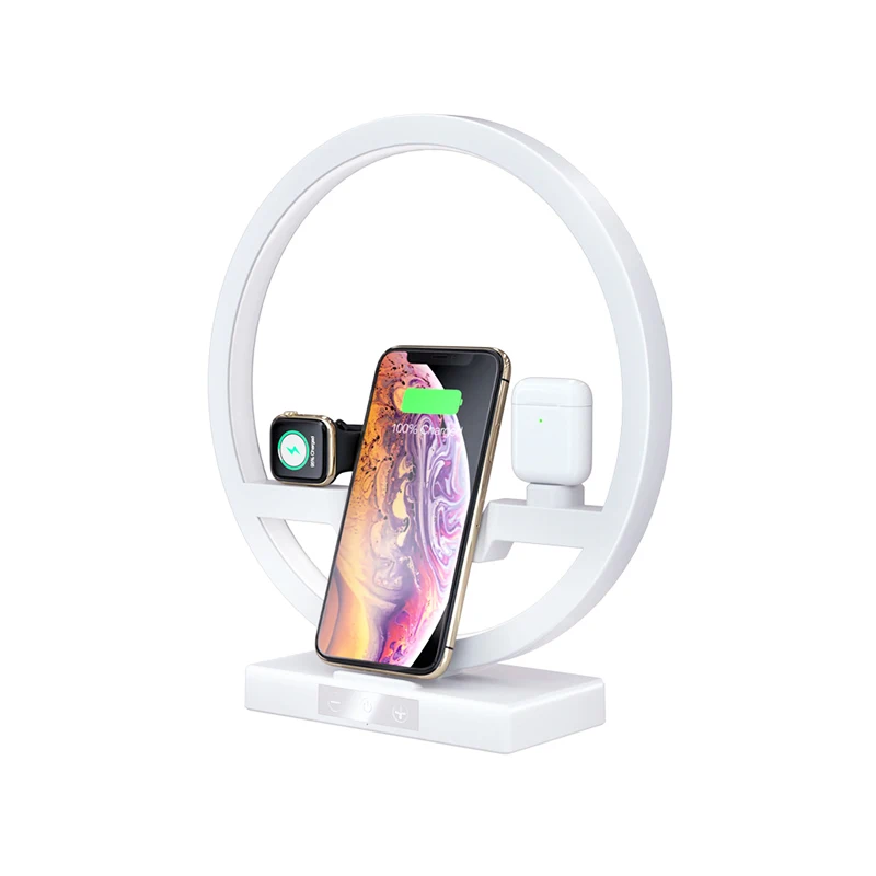 3 in 1 Wireless Charger For iPhone 11 X Samsung S9 S8 Phone Stand Charging Dock For Apple Watch 5 4 3 2 1 Airpods with LED Lamp