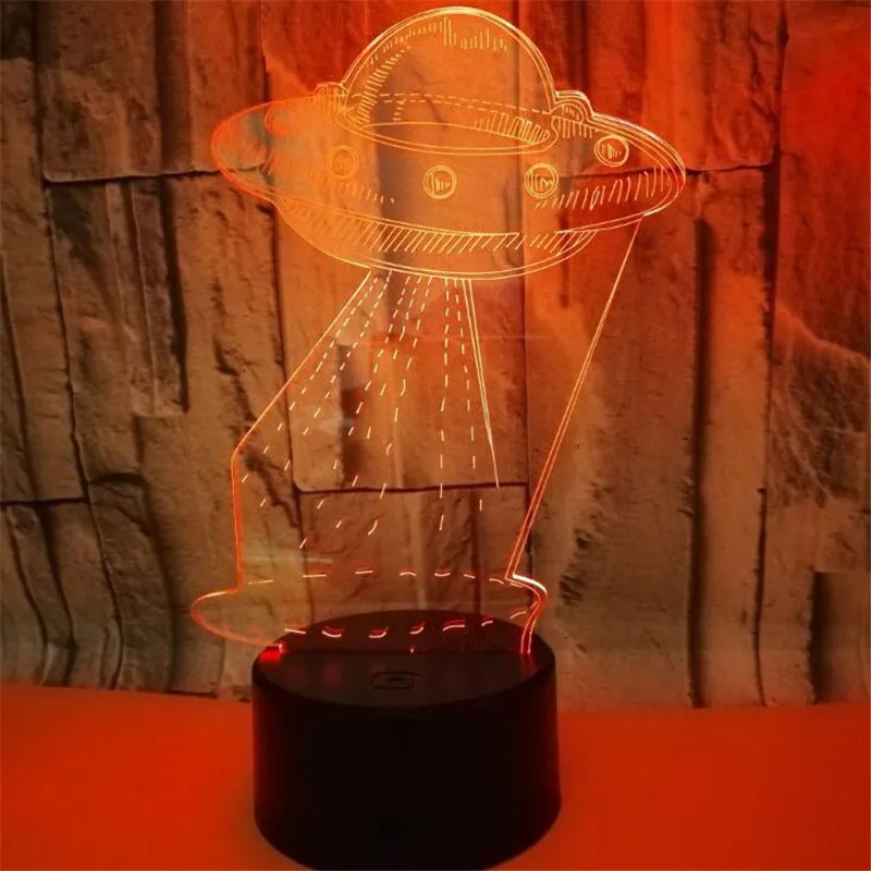 UFO LED Nighlights 3D Decoration Lights Bedroom Decor Home Lamp Desk Table Lamparas Unidentified Flying Object Creative Kid Gift