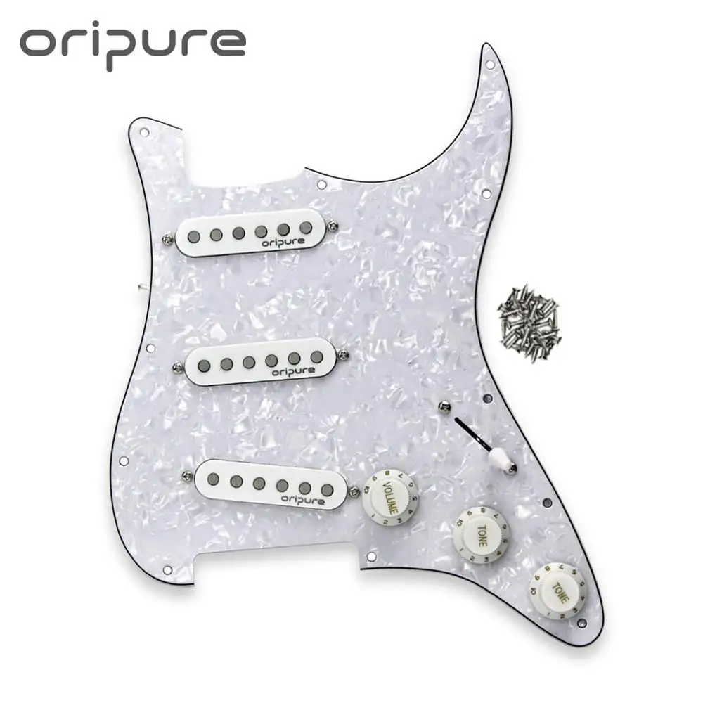 OriPure Alnico 5 однокатушечные звукосниматели загружены Pickguard Strat SSS для Аксессуары для электрогитары белый жемчуг