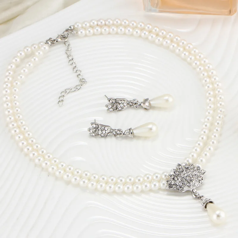 Набор аксессуаров для костюма Audrey Hepburn завтрака в Tiffanys 1950 s, ожерелье из искусственного жемчуга, серьги, браслет, набор из 5 предметов