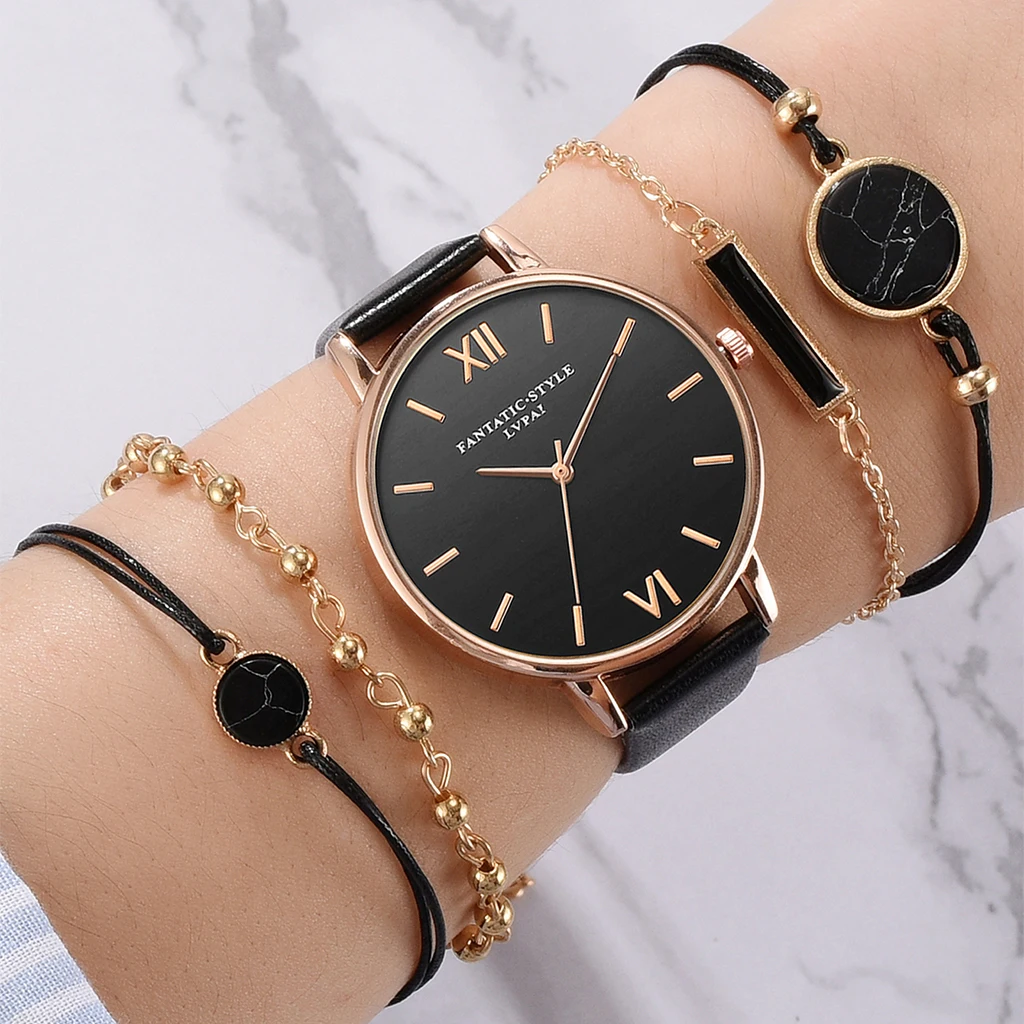 5 шт., женские часы и браслеты, набор, Montre Femme, модное платье, часы, женские Аналоговые кварцевые наручные часы, Reloj Mujer, Часы серьги