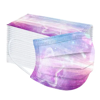 

100pc Mouth Face Adult's Fashion Designer Tie-dye Gradient Printed Masques Soft Disposable Protective Face Mask Mondkapjes