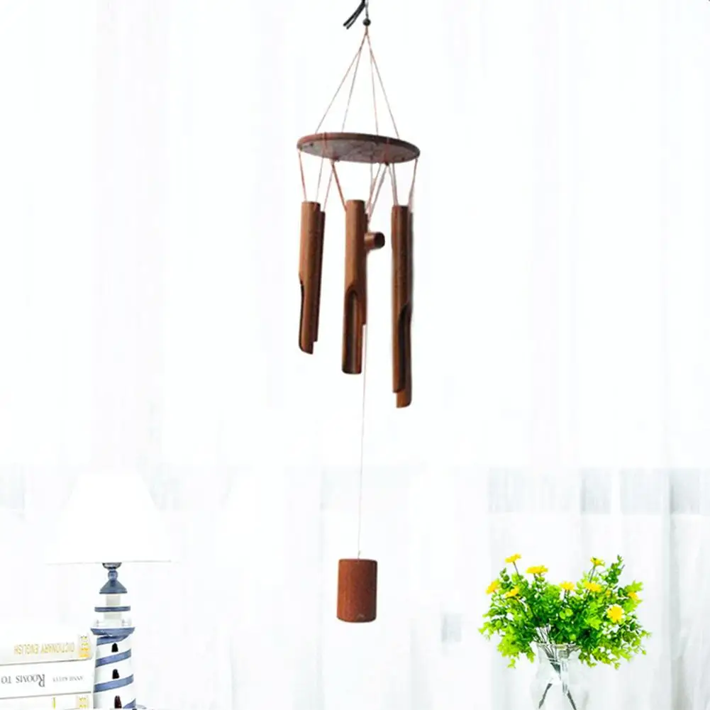 Bamboo Wind Chime большая трубка-колокольчик черное кольцо бамбуковый Плетеный деревянный ручной работы настенный ветровое украшение с колокольчиками