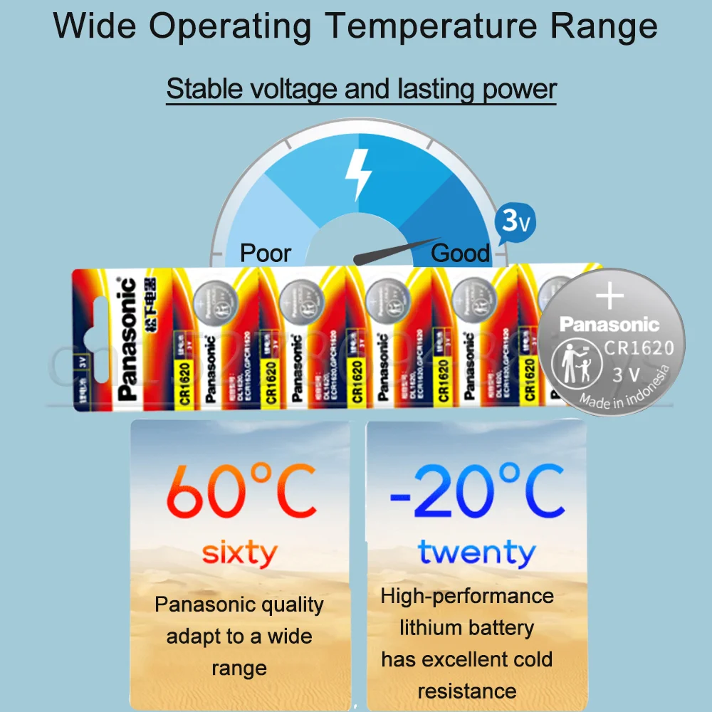 5-20PCS Original Panasonic CR1620 1620 DL1620 ECR1620 BR1620 3V Lithium Battery For Watch Clock Remote Control Button Coin Cell lithium ion battery pack