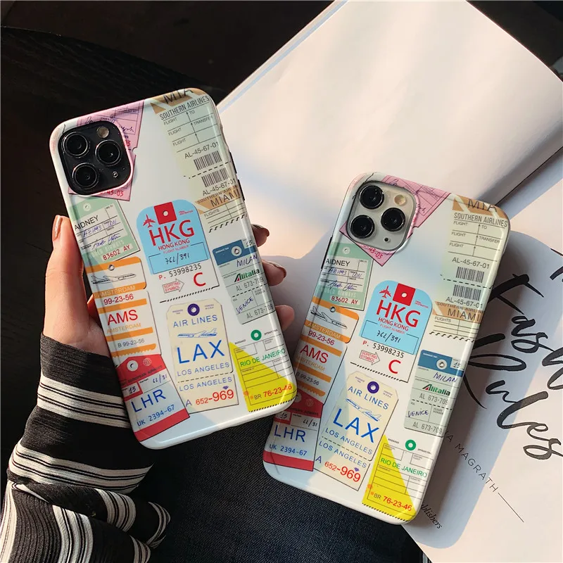 Для iphone 11pro INS Забавный персональный ярлык авиа билетов скраб IMD чехол для телефона для iphone X XS Max XR 8 7 Plus Мягкий силиконовый чехол