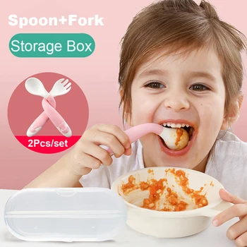 

1Pcs Bendable Baby Spoon and Fork Baby Toddler Infant Learning Tableware Flatware Utensils Baby Kids Cutlery
