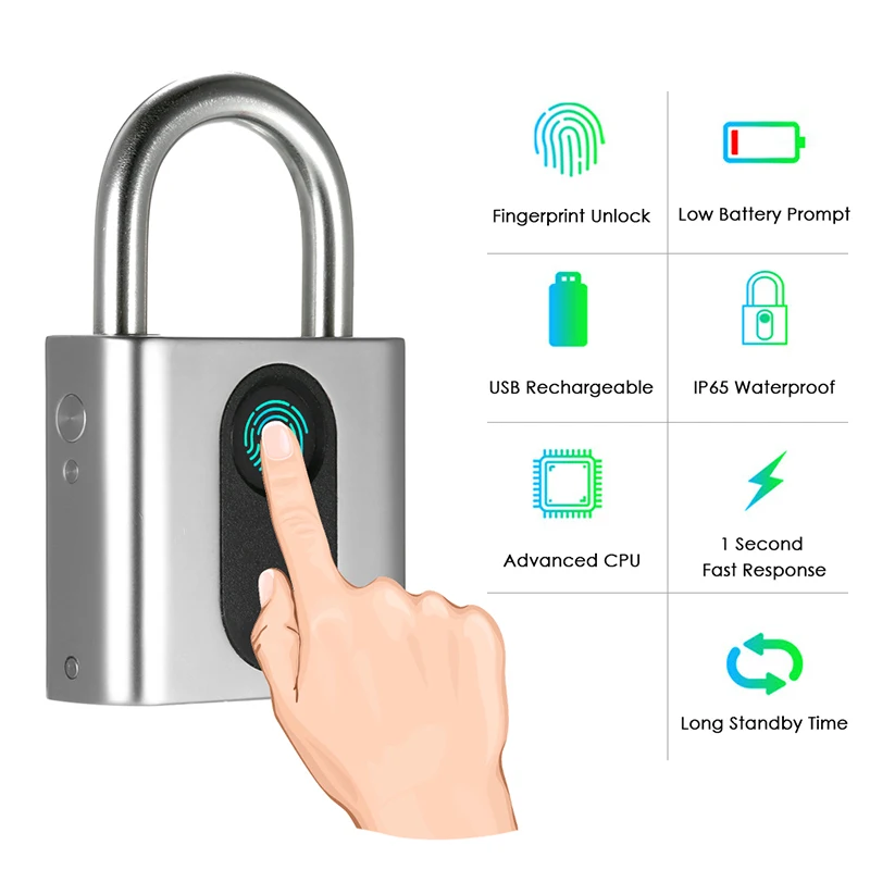 

Locker Fingerprint Padlock Lock Anti Theft Waterproof Tool Replacement