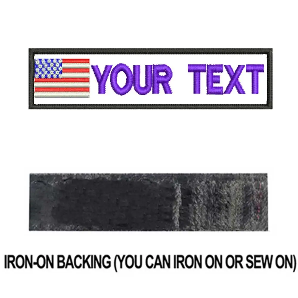 purple iron on Пользовательские флаг США имя патчи персонализированные железные на крючок подложки - Цвет: purple iron on