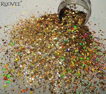 

Holographic Laser Red-Gold Nail Glitter Mix Hexagon Paillette Spangle Powder Shape for Nail Art Makeup Facepaint Glitter Craft