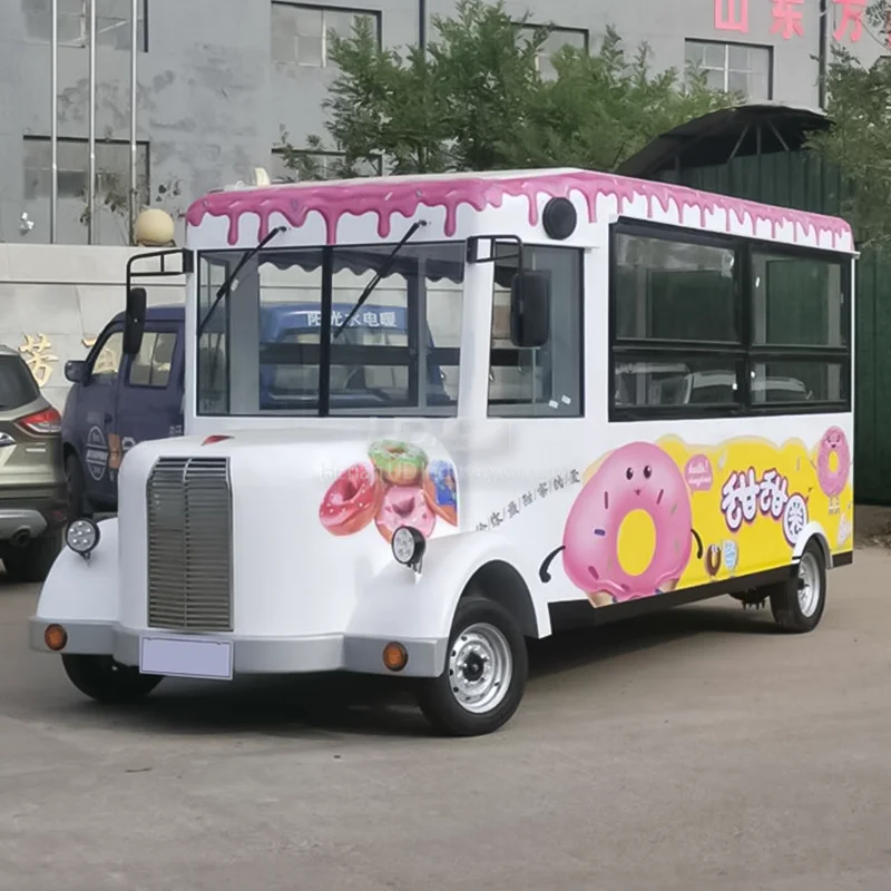 Vintage Custom Size Food Truck Pizza Van Hot Dog Kitchen Shop Electric Ice Cream Candy Cart Food Truck Completamente Attrezzato Per La Vendita