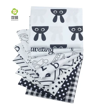 

Shuanshuo 7pcs/lot New Black Series Cotton Patchwork Fabric Fat Quarter Bundles Fabric For Sewing Doll Cloths 40*50cm