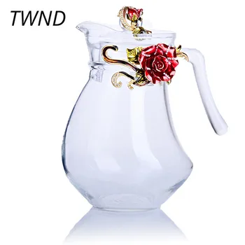 

1300CC Europe glass teapot color enamel tea coffee pot large capacity kettle creative drinkware