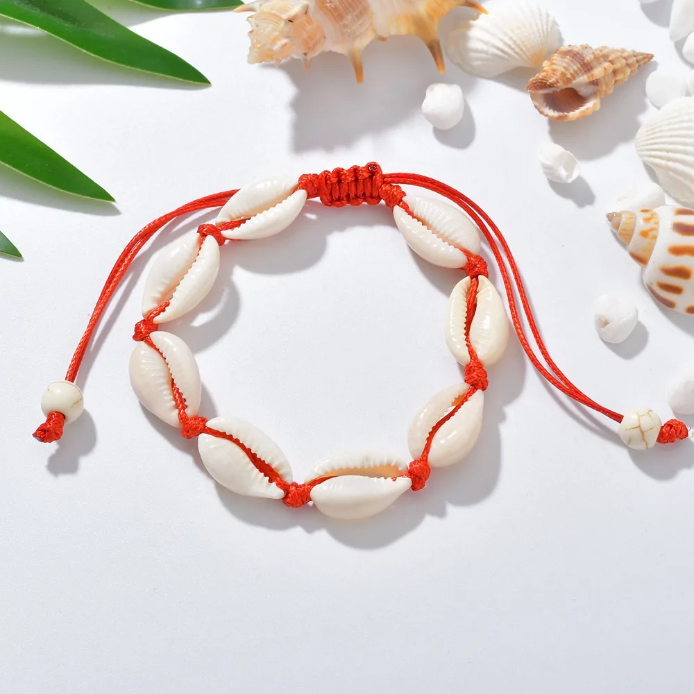 

Bohemia Handmade Adjustable Rope Chain Natural Shell Bracelet Shells Foot Bracelets Beaded Bracelets Cheville for Women Beach