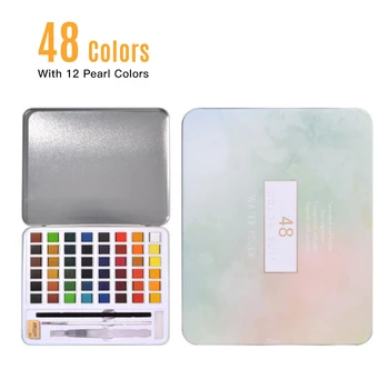 

48/36 Colors Solid Water color Paint Pigment Drawing Painting Set with Water Brush Paintbrush Pencil Eraser Sponge