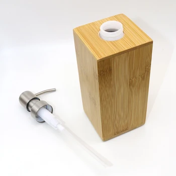 

Bamboo Liquid Pump Soap Automatic Refillable Bottles Lotion Dispenser Hand-Washing Bottle for Bathroom