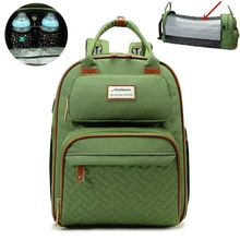 Mochila para pañales de bebé, bolsa de cochecito plegable de maternidad para mamás, Oxford, cambiador USB, mosquitera, A111