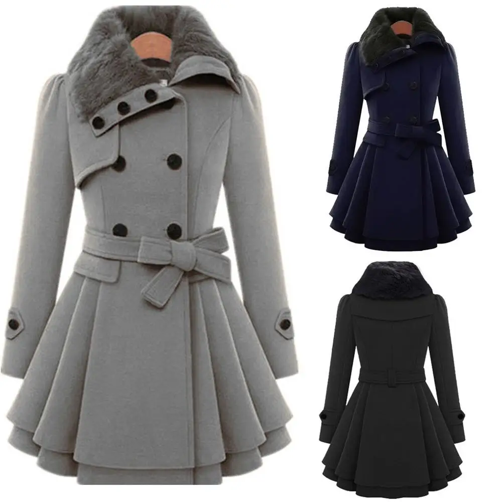 

2019 Women Woolen Coat Plus Size 5XL Fashion Winter Thick Warm Windbreaker Outwear Button Closure Asymmetrical Hem Cloak Coat
