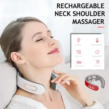 

Rechargeable Electric Neck Massager Cervical Tens Pulse Neck Massager Vertebra Shoulder Pain Relief Physiotherapy Relaxation