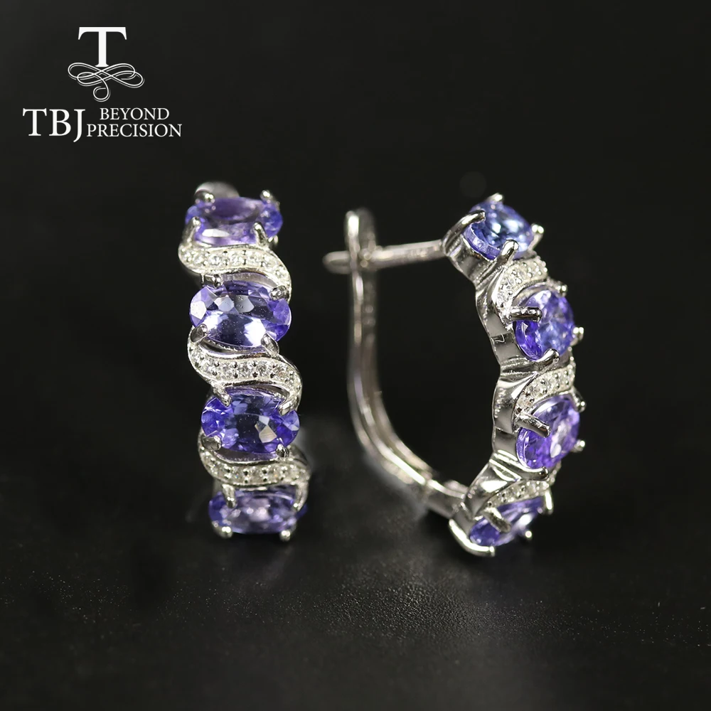 Женские серьги из танзанита TBJ с натуральным голубым танзанитом 4 карата 6 штук