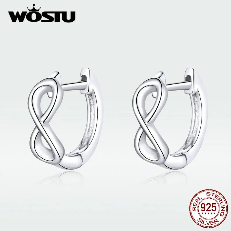 WOSTU, новинка, настоящее 925 пробы, серебряные серьги-гвоздики бесконечной любви для женщин, серебряные серьги, подарок CQE743