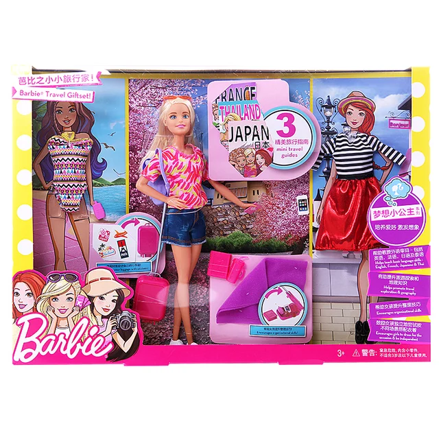 Barbie Dream Princess Series Travel Gift Set Mini Travel Guides Traveler With Accessories Play House Toy Doll Girls Gift FFB18 1
