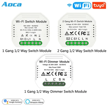 

DIY WiFi Smart 1/2 Way 2 Gang Light Relay Module Dimmer Breaker Switch Wireless Remote Control Work With Alexa Google Home