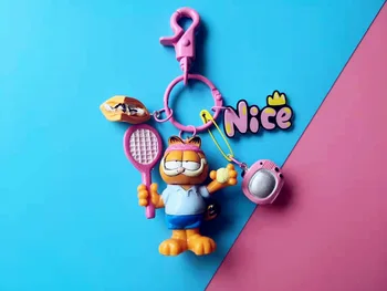 

Cute Cartoon Garfield Baseball Tennis Modeling Figure Doll Keychain for Kids Toy Women Bag Charms DIY Pendant Decoration KeyRing
