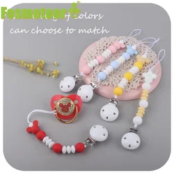 Fosmeteor New Baby Products Creative Silicone Pacifier Chain Baby Bright Diamond Silicone Mouse Beads Pacifier Chain Set Gift