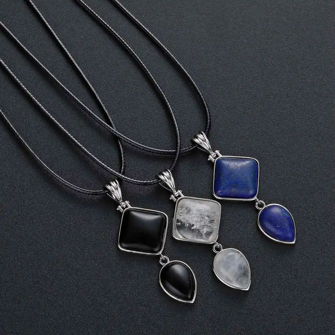 Женская цепочка на свитер ASHMITA ожерелье с натуральным геометрическим узором